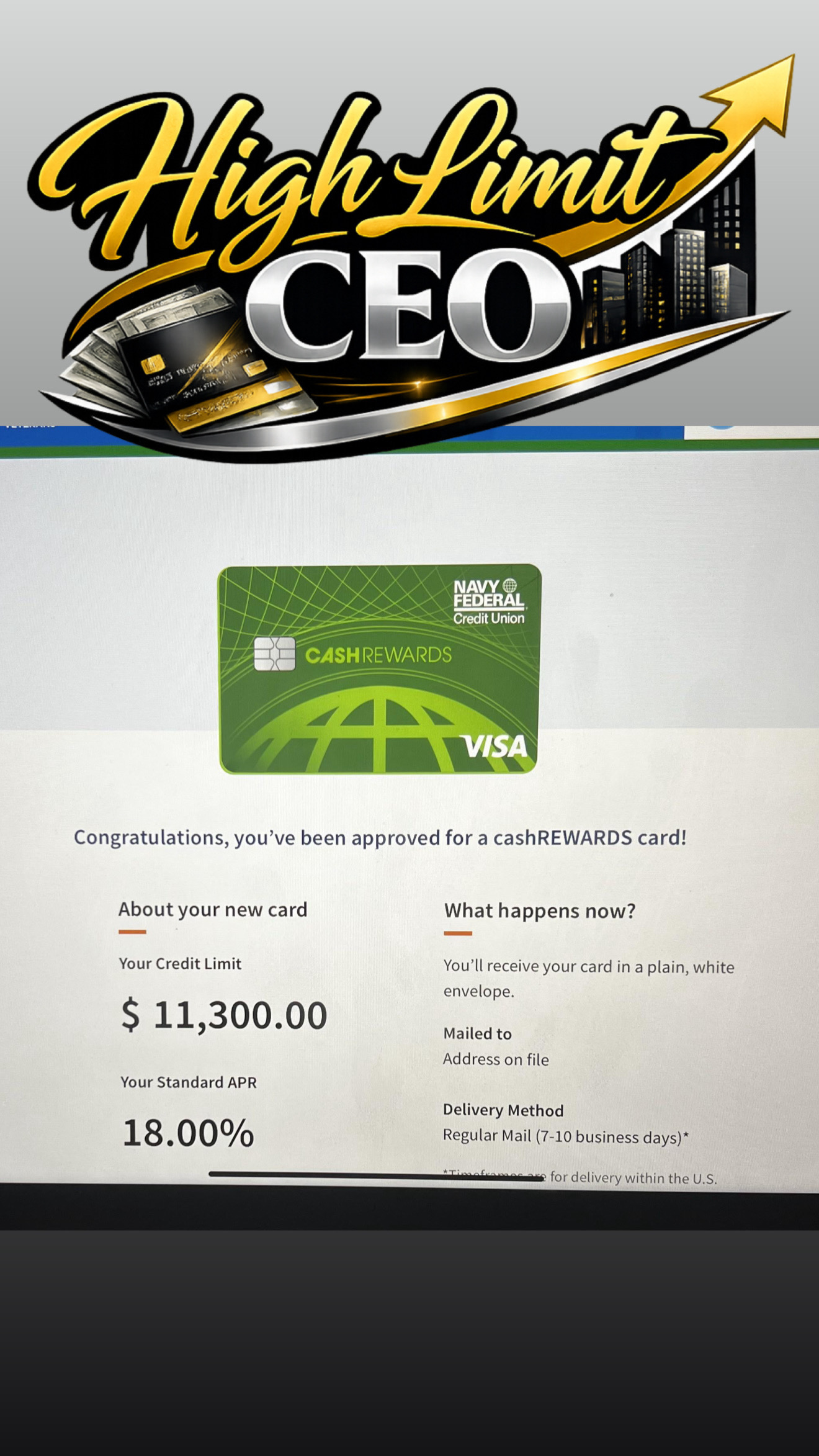 Navy Federal cashRewards $11,300 Approval